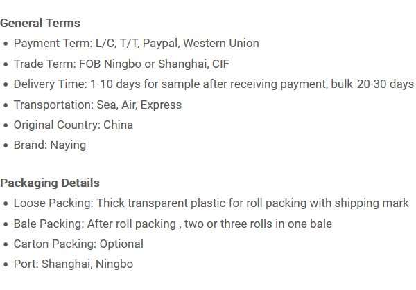FOB Ningbo or Shanghai Port, General Terms