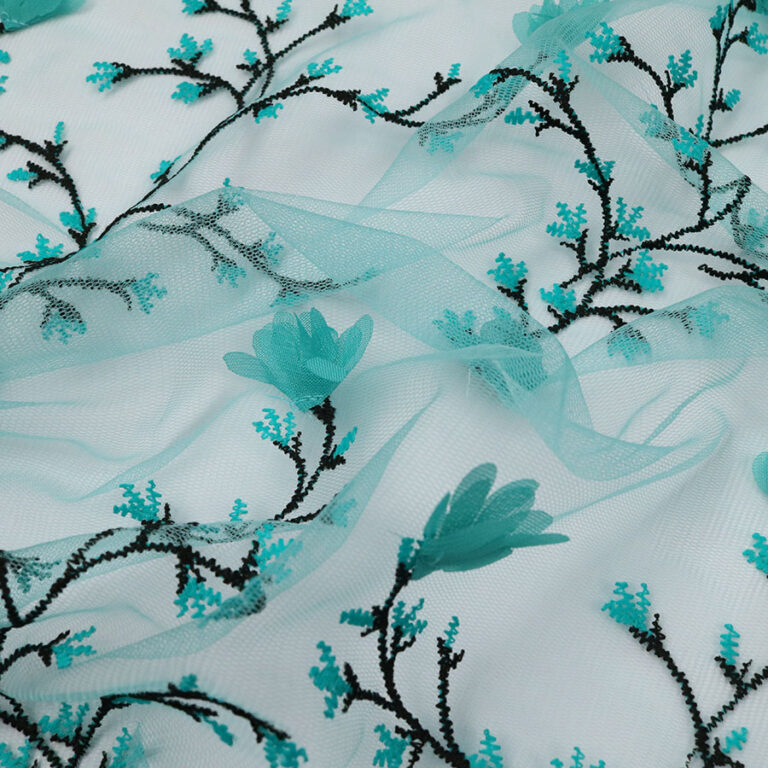 Viva Magenta Elastic Mermaid Raindrop Sequins Embroidered Fabric for