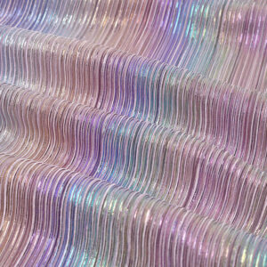 Shiny Rainbow Interlock Colorful Foil Pleated Fabric for Dress Clothes Home Textile  NWKD-7299