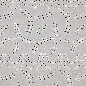 Leaves Eyelet White Cotton Embroidered Fabric for Garment NEW-P02430