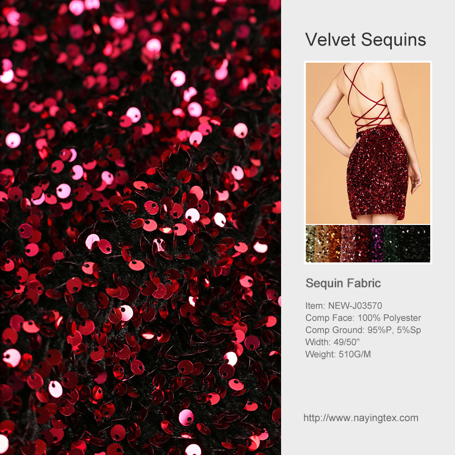 Stretch Velvet Spangle Fabric - Face