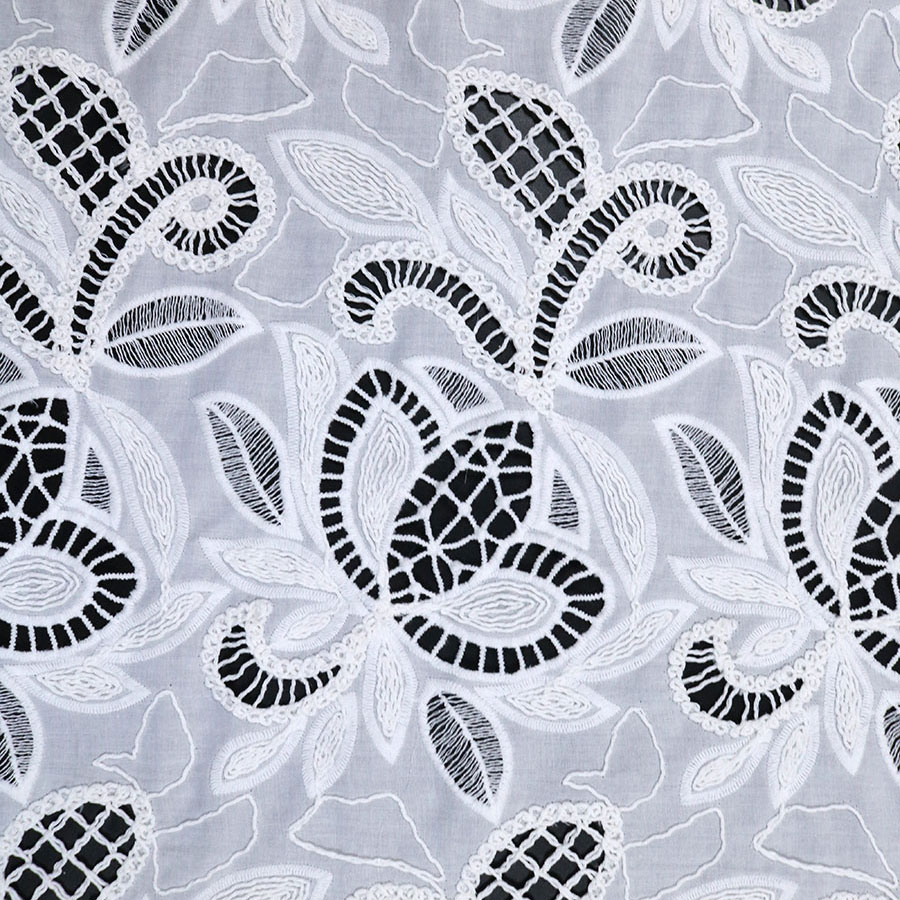 Floral Pattern Cord Embroidery and Laser Cutting Embroidery for NEW-C08625