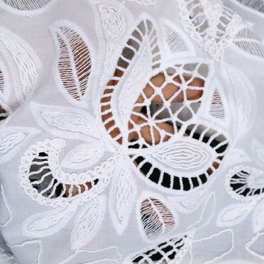 Floral Pattern Cord Embroidery and Laser Cutting Embroidery for NEW-C08625 - Image 2